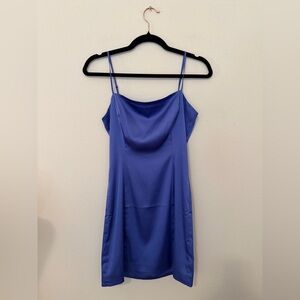 Sunday Best Aritzia Blue Satin Mini Slip Dress Sz 4 Party Bachelorette Prom 90s